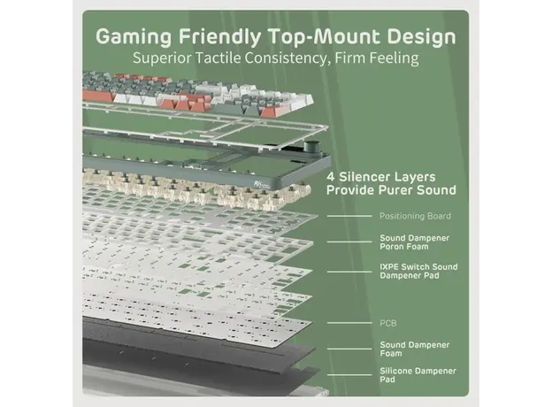 კლავიატურა Royal Kludge RK S98 RGB Mechanical Keyboard, Brown switch, Smart Display, Hot Swappable, Type-C wired, Bluetooth 5.0, 2.4GHz, Camping, 9 image