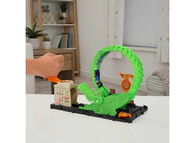 სათამაშო ტრასა Mattel HW City Nemesis Gator Pizza Shop, 4 image