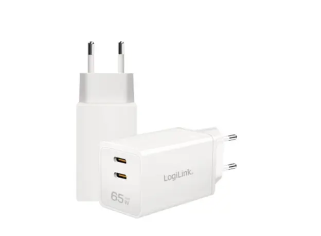 დამტენი Logilink PA0367 2xUSB-C (PD 3.0/QC 4.0) GaN Fast Charger 65W White, 2 image