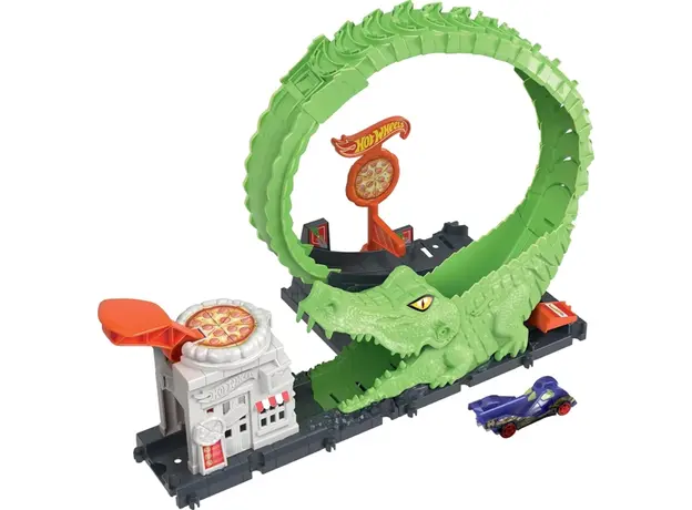 სათამაშო ტრასა Mattel HW City Nemesis Gator Pizza Shop, 3 image