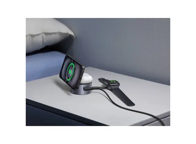 უსადენო დამტენი UGREEN W712 (65148) Magflow Qi2.2, 15W, 3in1 Wireless Charger, Grey, 7 image