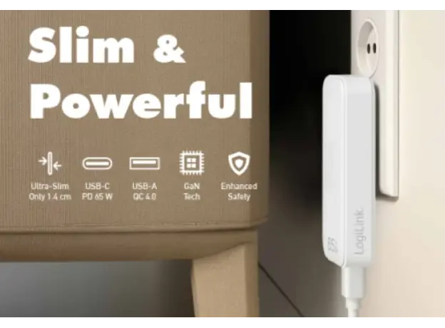 დამტენი Logilink PA0368 USB-A &amp; USB-C GaN (PD) Charger 65W White, 4 image