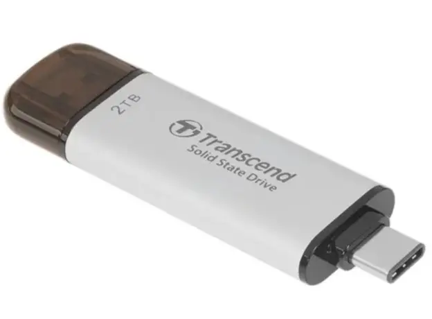 გარე მყარი დისკი Transcend 2TB, External SSD, ESD310S, USB 10Gbps, Type C/A, Silver, 3 image