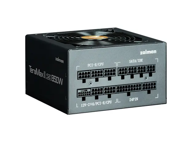 კვების ბლოკი Zalman PSU Teramax II SE  (850W) 89%, 80+ Gold, 120мм, 1xMB 28pin (18+10), 2xCPU(4pin+ 4pin), 3xMolex, 12xSATA, 4xPCIe 8pin(6+2), 1xPCIe GEN5 16pin, Fully Modular, 4 image