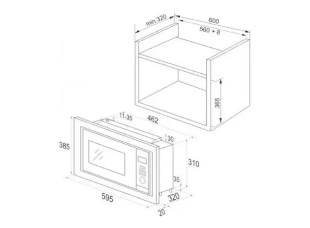 ჩასაშენებელი მიკროტალღური ღუმელი Hansa Build-in MWO, 20l, MWO func., grill, displ, inox, 3 image
