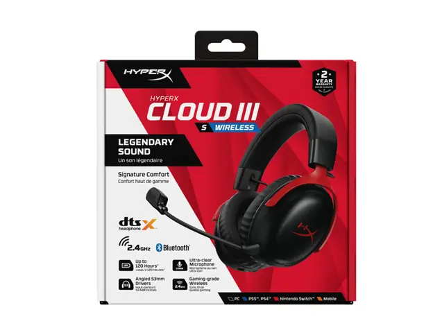 HyperX Cloud III S Wireless - Gaming Headset Black-Red, 2 image