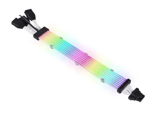 PSU კაბელის დამაგრძელებელი Asiahorse RGB DualSR 12pin 4pin 1to3 Black, 2 image