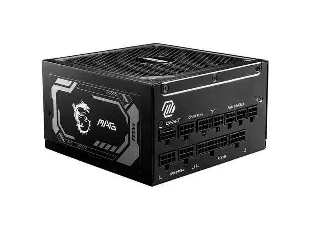 კვების ბლოკი MSI PSU MAG A1000GL PCIE5 90%, 80 PLUS Gold, 135mm, 1xMB 24pin, 2xCPU(4+4 pin), 4xMolex, 12xSATA, 4xPCIe 8pin(6+2), 1xPCIe GEN5 16pin, Fully Modular, 2 image