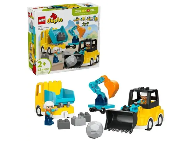 ლეგო LEGO Constructor DUPLO Town 3 in 1 Construction Vehicles, 2 image