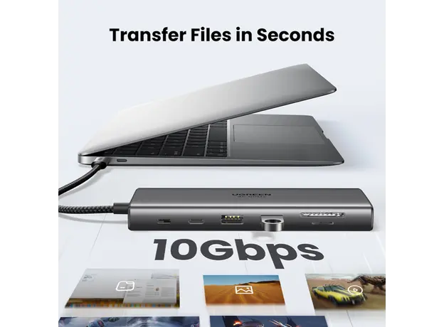 USB-C ჰაბი UGREEN CM639 (45520), Type-C, USB-A, HDMI, VGA, RJ45, SD/TF, 3.5MM, PD, 11-in-1 USB-C Hub, Grey, 5 image