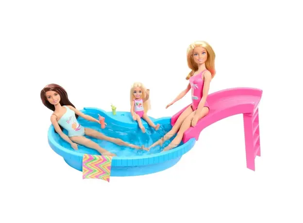 ბარბის სათამაშო ნაკრები MATTEL Barbie Pool with Doll - Refreshed, 3 image
