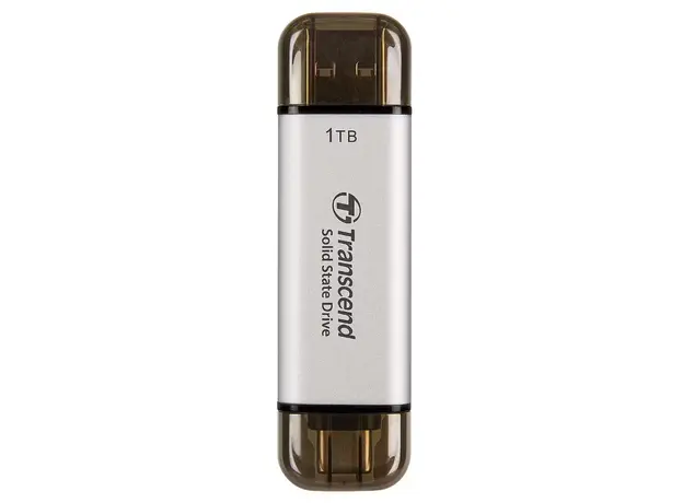 გარე მყარი დისკი Transcend 1TB, External SSD, ESD310S, USB 10Gbps, Type C/A, Silver
