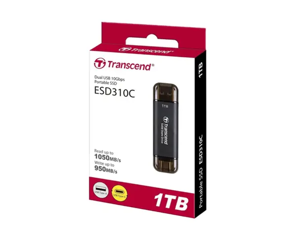 გარე მყარი დისკი Transcend 1TB, External SSD, ESD310C, USB 10Gbps, Type C/A, 3 image