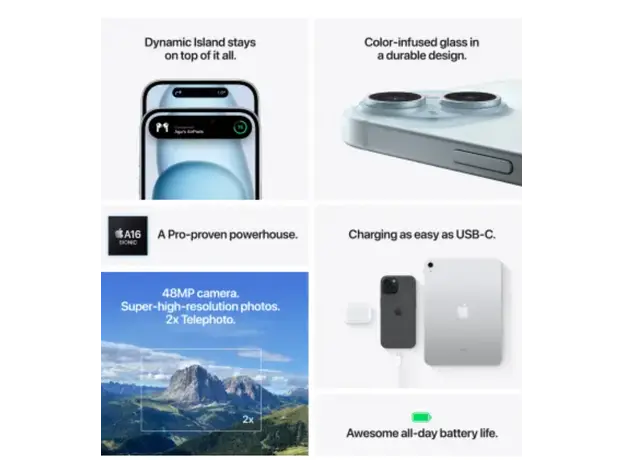 მობილური ტელეფონი Apple IPhone 15 128GB Blue,Model A3090, 7 image