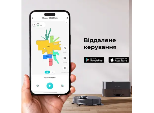 რობოტი მტვერსასრუტი AENO Robot Cleaner w/Dust Collector, black, 2in1 and dust tank, 4000pa, 3200mAh battery, 5 image