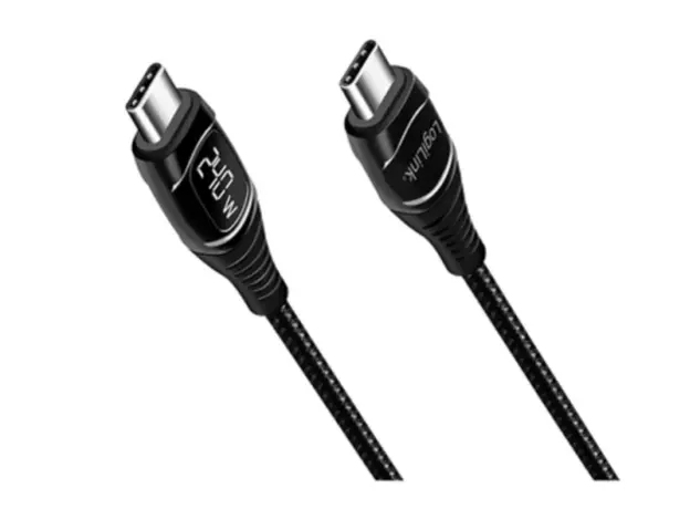 კაბელი Logilink CU0185 USB Type-C 240W PD Fast Charger Cable With E-mark &amp; Display Black 2m, 3 image