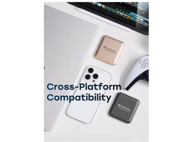 გარე მყარი დისკი Transcend 2TB, External SSD, ESD420C, USB 20Gbps, Type C,Magsafe,Iron Gray, 4 image