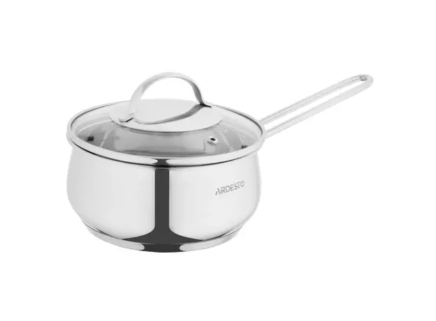 ქვაბი Ardesto Saucepan with glass lid Gemini Liguria, 1.3l, stainless steel, 2 image