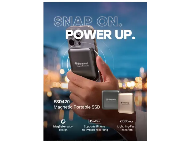 გარე მყარი დისკი Transcend 2TB, External SSD, ESD420G, USB 20Gbps, Type C,Magsafe,Gold, 10 image