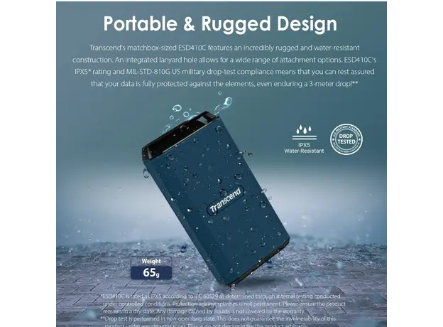 გარე მყარი დისკი Transcend  2TB, External SSD, ESD410C, USB 20Gbps, Type C, 6 image