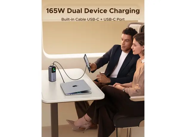 პორტატული დამტენი UGREEN PB726 (55987B) Nexode, 20000mAh, USB, Type-C, Power Bank With Retractable Type-C Cable, Grey, 4 image