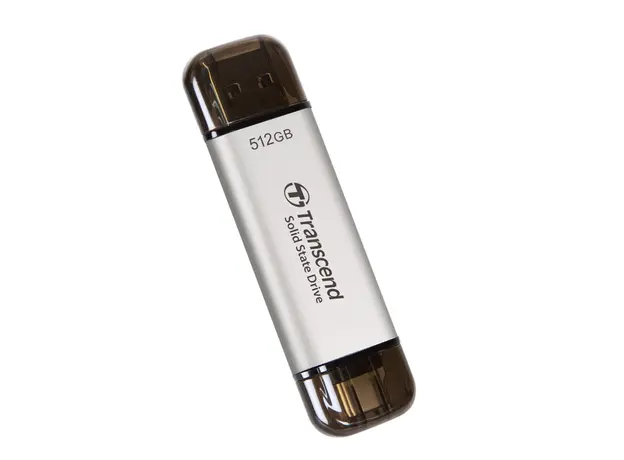 გარე მყარი დისკი Transcend 512GB, External SSD, ESD310S, USB 10Gbps, Type C/A, Silver, 2 image