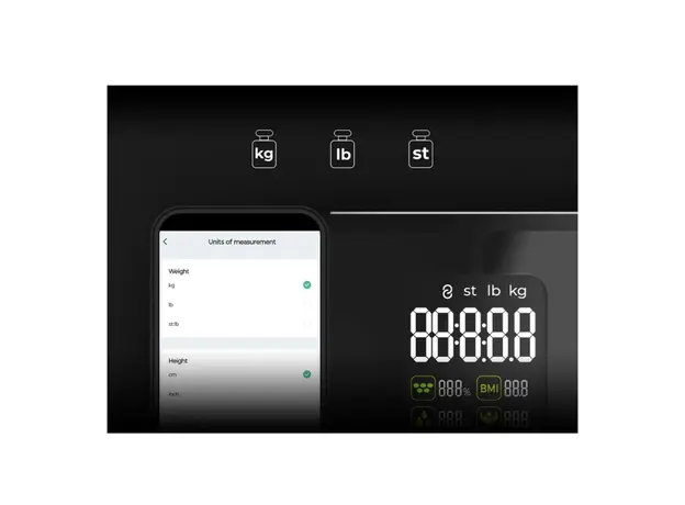 სასწორი AENO Smart Body scales BS2S, 16 body metrics, up to 180kg, colorful display, 8 image