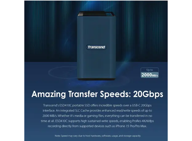 გარე მყარი დისკი Transcend  2TB, External SSD, ESD410C, USB 20Gbps, Type C, 7 image