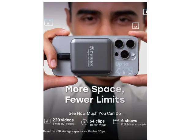 გარე მყარი დისკი Transcend 2TB, External SSD, ESD420G, USB 20Gbps, Type C,Magsafe,Gold, 5 image