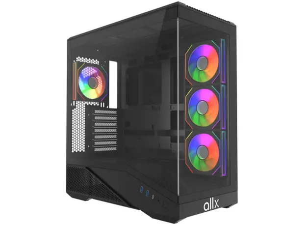 კომპიუტერის ქეისი ALLX AX-G2346, Computer Case, ATX, MATX, ITX, USB 3.0, Type-C, HD Audio, Black