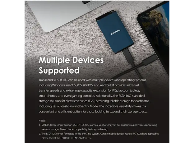 გარე მყარი დისკი Transcend  2TB, External SSD, ESD410C, USB 20Gbps, Type C, 4 image