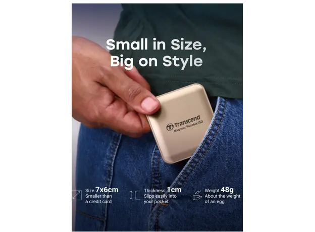 გარე მყარი დისკი Transcend 2TB, External SSD, ESD420G, USB 20Gbps, Type C,Magsafe,Gold, 7 image