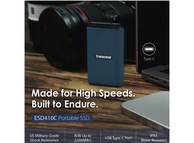 გარე მყარი დისკი Transcend  2TB, External SSD, ESD410C, USB 20Gbps, Type C, 8 image