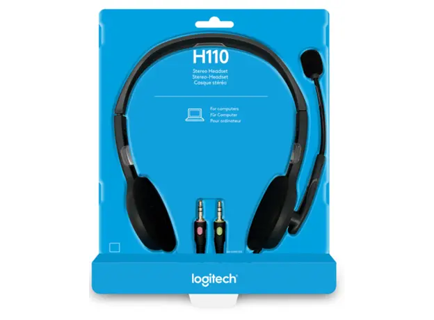ყურსასმენი LOGITECH H110 Corded Stereo Headset - GRAY/SILVER - Dual Plug, 4 image