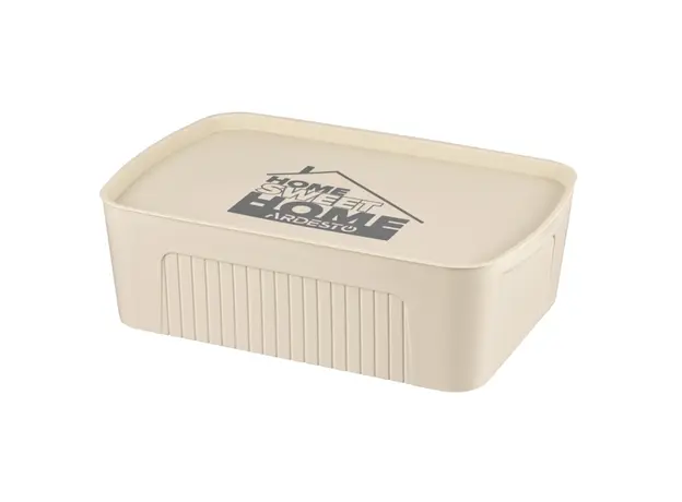 სათავსო ყუთი Ardesto Storage box with lid 45.5х31х14cm, 13l, plastic PP, beige, 2 image
