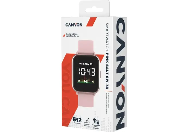 სმარტ საათი CANYON Bazilic SW-78, Smart watch, 1.4inches IPS full touch screen, with music player plastic body, IP68 waterproof, 5 image