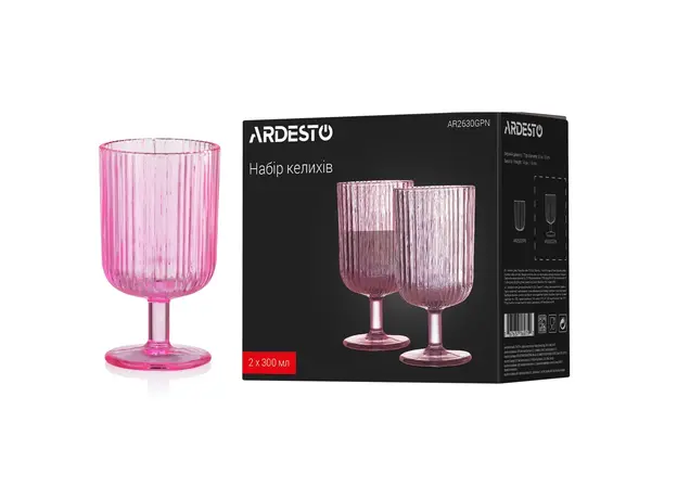 ჭიქების ნაკრები Ardesto Glasses set, 300ml, 2pcs, glass, pink, 4 image