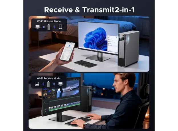 WIFI ადაპტერი UGREEN 65225 AX1800, 1201Mbps, USB Wifi6 Adapter, Black, 4 image