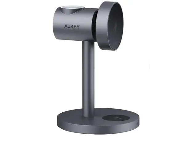 პორტატული დამტენი AUKEY LC-MC311 3-in-1 desktop magnetic wireless charger (gun color) QI2.0 version with C-C1.5M+30W European standard charging plug
