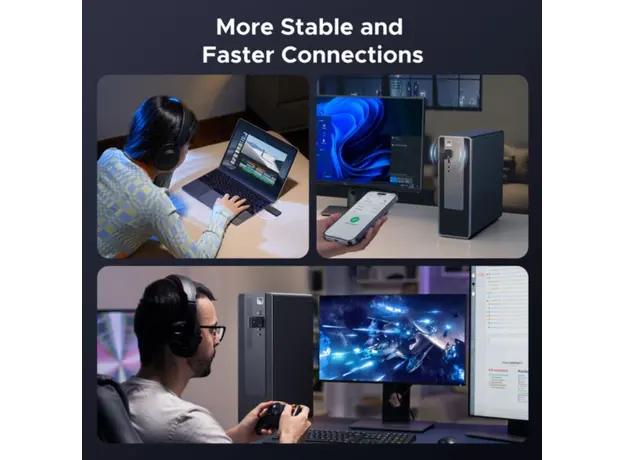 WIFI ადაპტერი UGREEN 65225 AX1800, 1201Mbps, USB Wifi6 Adapter, Black, 3 image