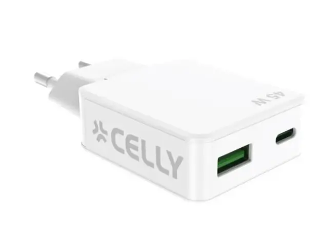 ადაპტერი Celly SLIM TRAVEL CHARGER  1 PORT USB-C + 1 PORT USB- A 45W, 4 image