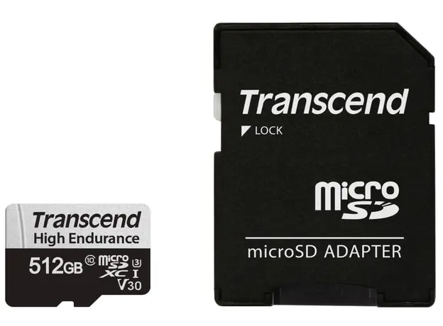 მეხსიერების ბარათი Transcend 512GB microSD w/ adapter U1, High Endurance, 2 image