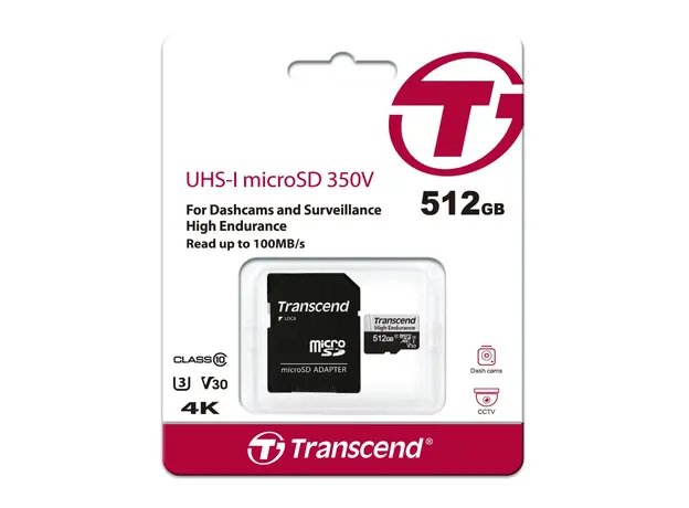 მეხსიერების ბარათი Transcend 512GB microSD w/ adapter U1, High Endurance, 4 image