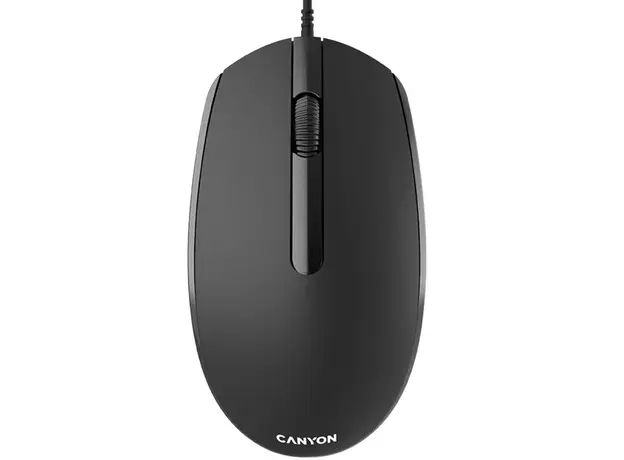 მაუსი CANYON M-10, Canyon Wired optical mouse with 3 buttons, DPI 1000, with 1.5M USB cable, black, 65*115*40mm, 0.1kg