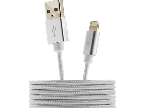 კაბელი CANYON cable MFI-3 Lightning 12W 1m White, 4 image