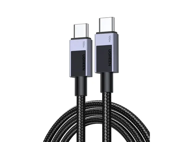 USB კაბელი UGREEN L512 (35985), 100W, Type-C to Type-C PD Fast Charging Cable, 0.5m, Space Gray, 2 image