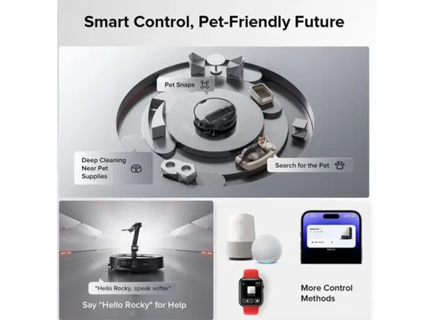 რობოტი მტვერსასრუტი Roborock Robot Vacuum Saros Z70 Silver, 6 image