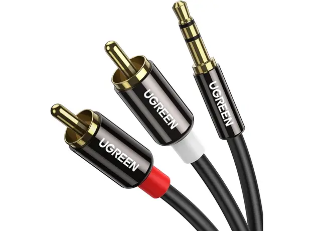 აუდიო კაბელი UGREEN AV116 (10590) 3.5mm to 2 RCA audio cable adapter male to male 3.5mm Audio Line to dual lotus head line 2 rca Aux Audio Cable 3m (Black)