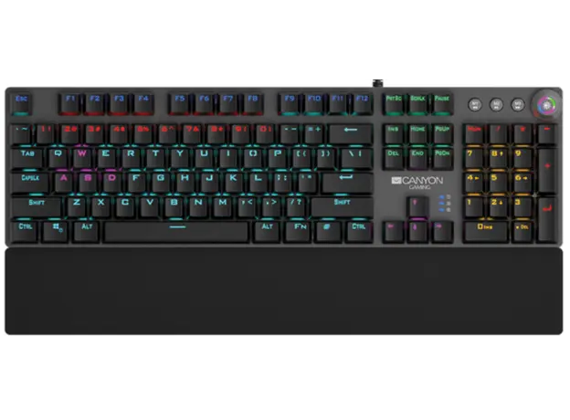 კლავიატურა CANYON Nightfall GK-7, Wired Gaming Keyboard,Black 104 mechanical switches,60 million times key life, 22 types of lights, 2 image