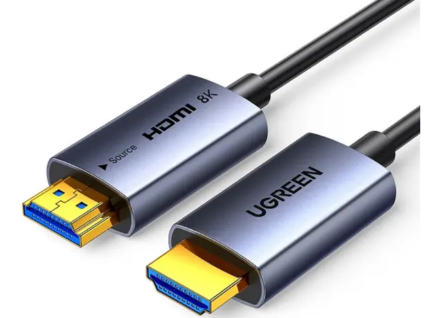 ვიდეო კაბელი UGREEN HD183 (55509), 8K, Fiber Optic HDMI To HDMI Cable, 40m, Grey/Black